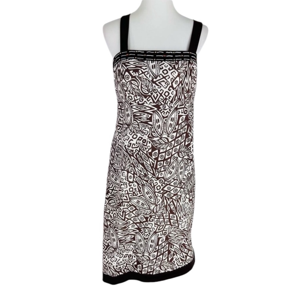 R&K originals Brown Cream Tribal Print sheath summer sun dress. Size 12